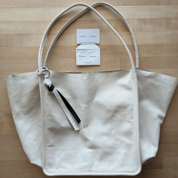 AUTH Proenza Schouler Extra Large Super Glass Tote Bag Ivory Leather Certificate - Picture 2 of 16